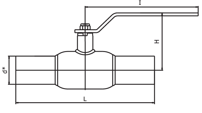 Чертеж для Кран шаровый INTERVAL под приварку стандартнопроходной ДУ50