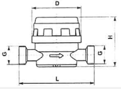 Чертеж для Квартирный счетчик для горячей воды Powogaz JS-90-2.5 DN15