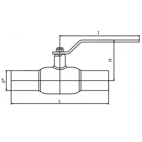 Кран шаровый INTERVAL под приварку стандартнопроходной ДУ50