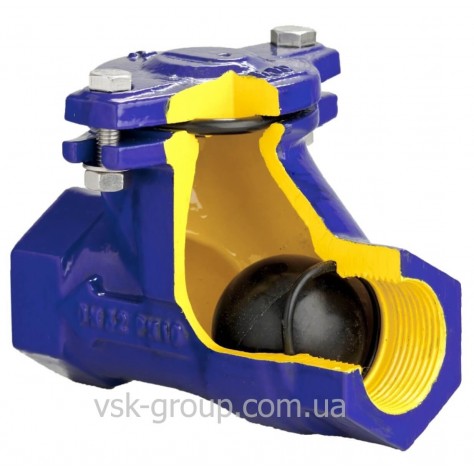 Клапан обратный шаровый чугунный муфтовый Zetkama арт. 401 DN40